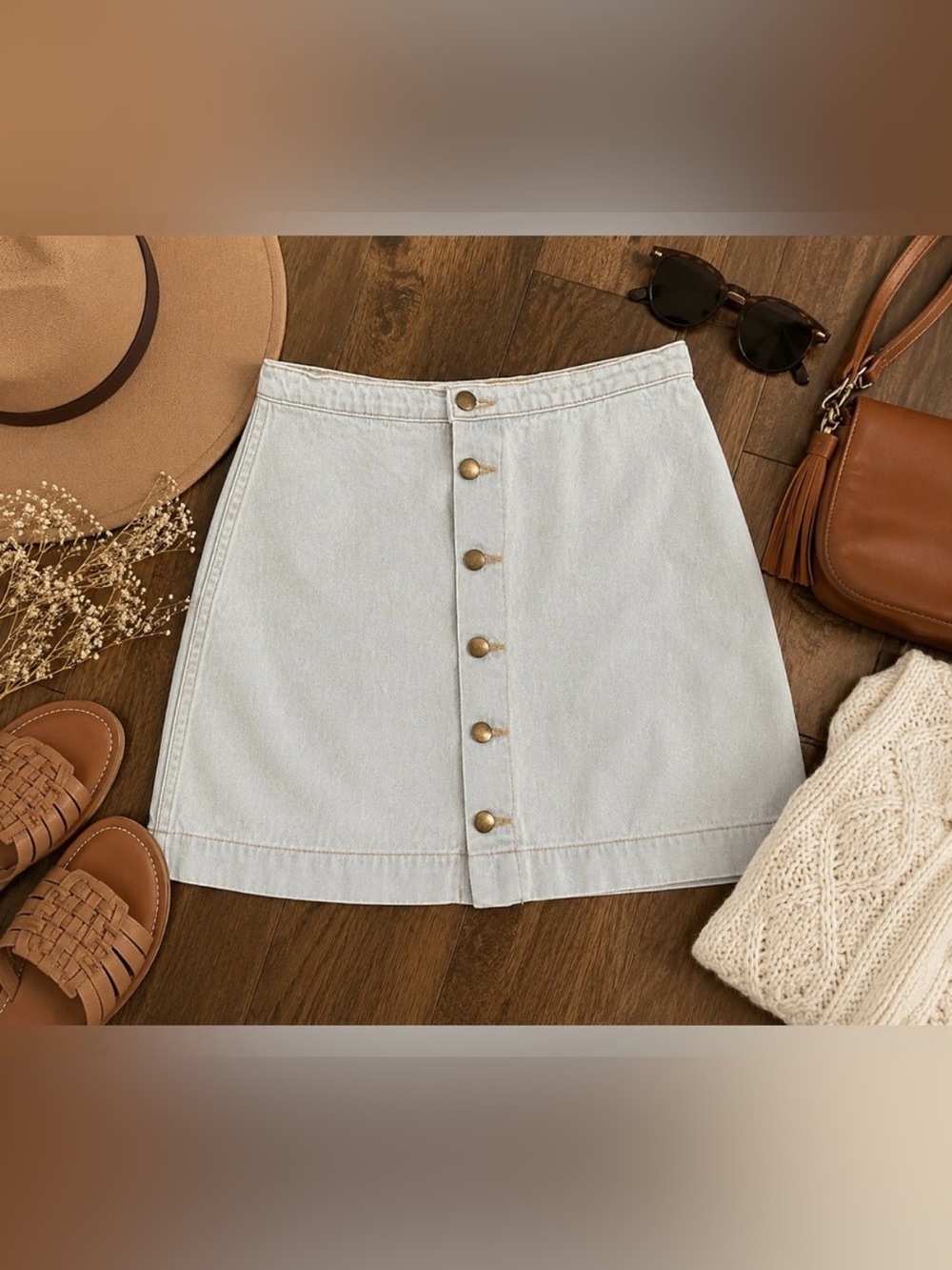 American Apparel White Button-Front Mini Skirt